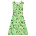 thumbnail image 6 of Spazoro Little & Big Girls A-Line Dress, Floral Print Crew Neck 2025 New Style Sleeveless Summer Dresses for Child Girls Green Size 11 T, 6 of 7