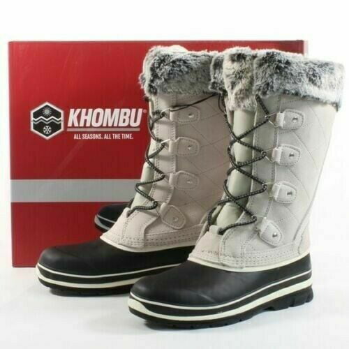 Khombu Emily Suede Leather Faux Fur Winter Snow Boot Size 7 in Grey