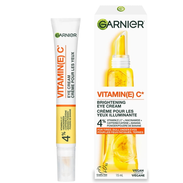 Garnier Crème pour les Yeux Éclaircissante avec Vitamin C et Niacinamide, Réduit l'Apparence des Cernes et des Ridules, Bienfaits Anti-Âge, SkinActive - 15ml
