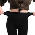 thumbnail image 4 of Mallas cálidas de terciopelo para mujer, Leggings elásticos de cintura alta, Color sólido, Color negro, Invierno, 4 of 4