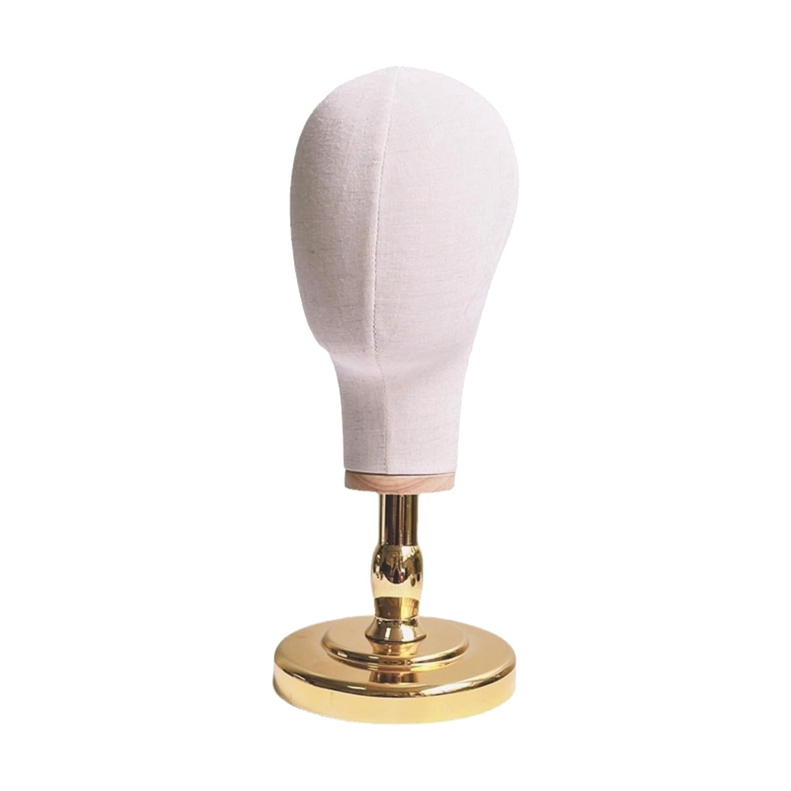 Gazechimp Canvas Block Head Desktop with PVC Base Mannequin Head for Hat Jewelries Gold