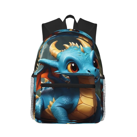 Defioc Adorable Blue Baby Dragon Pattern Laptop Backpack for Men and Women,Casual Backpack Dayback Sports Bookbag for Travel Running Hiking