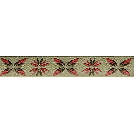 Antique Ribbon - 5/8 Inch Antique Flowers Jacquard Ribbon Closeout - Various Lengths Available