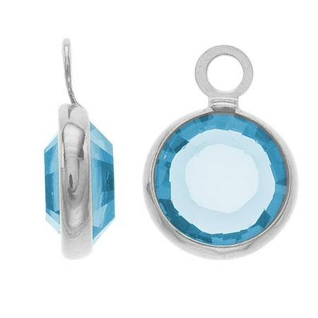 - SWAROVSKI ELEMENTS Rhodium Plated Channel Crystal Charm Aquamarine 10mm (8)