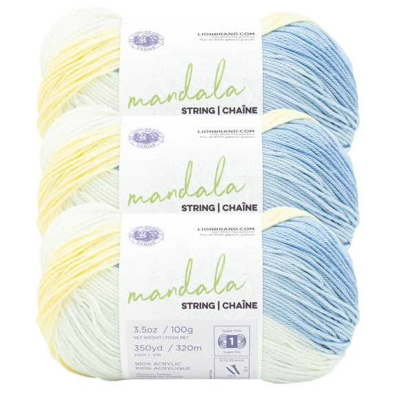 Lion Brand Yarn Mandala String Mixtape Super Fine Acrylic Yarn 3 Pack