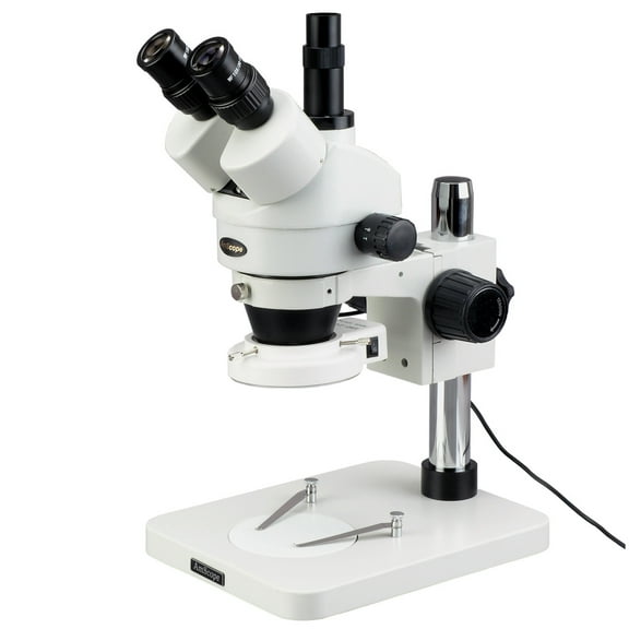 AmScope 7X-45X Inspection Dissecting Trinocular Zoom Stereo Microscope   144-LED Light New