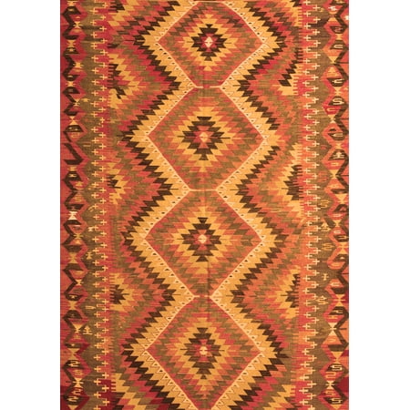 Ahgly Company Indoor Rectangle Southwestern Orange Country Area Rugs, 4' x 6'