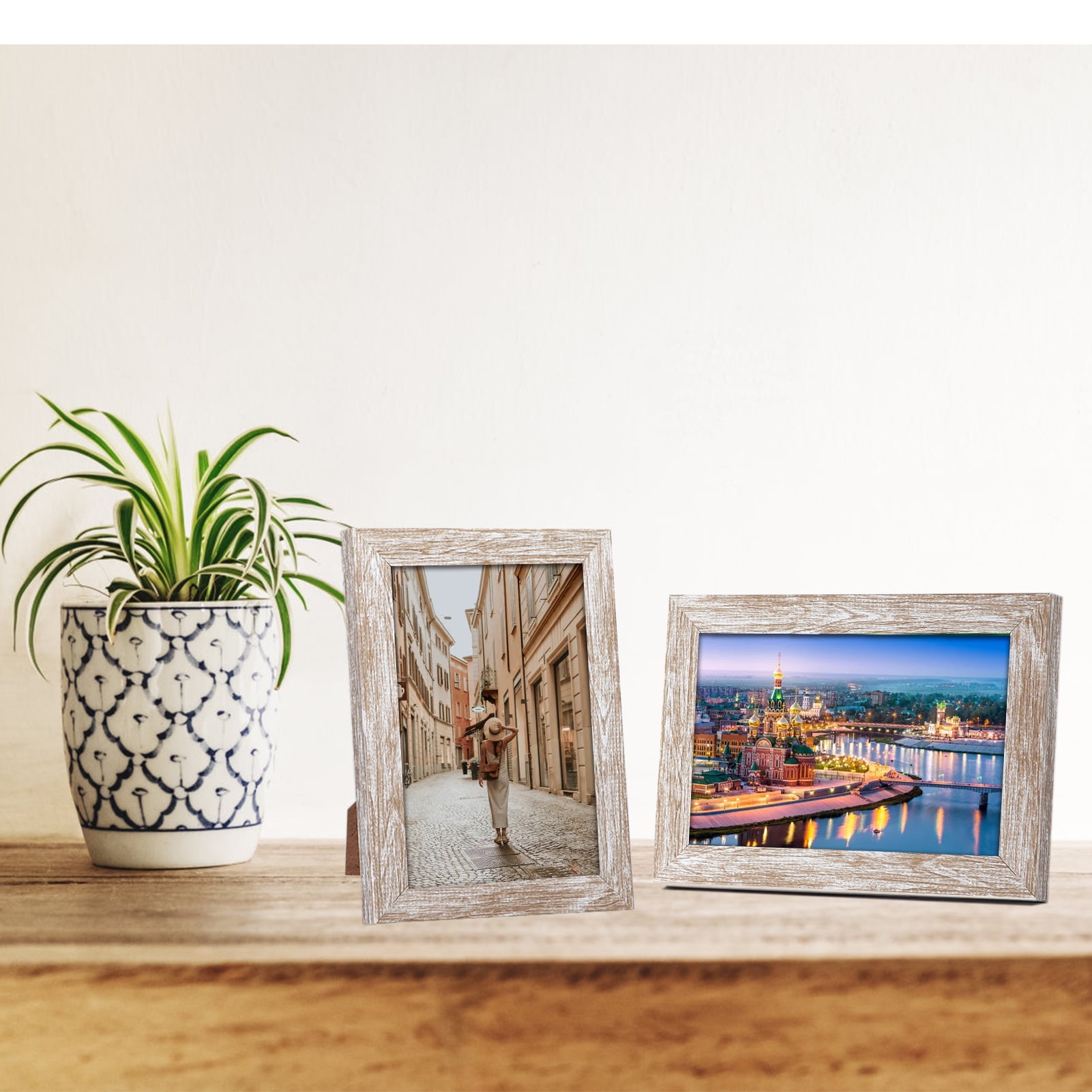 MEBRUDY 5x7 Picture Frame Set of 12, 5 by 7 Photo Frames Bulk for Wall or Tabletop Display, Beige White