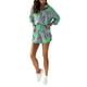 thumbnail image 2 of VISgogo Conjunto casual de 2 piezas para mujer, camisa de manga larga con botones y pantalones cortos con estampado tropical VISgogo moda, 2 of 6