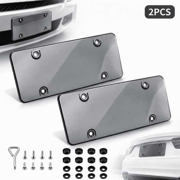 Emlimny Acrylic 2 pcs License Plates Shields/Cover Clear Smoked Design, Unbreakable Fits All Standard 6x12 Inches Novelty/License Plates.Protect Your Front & Back License Plates(Gray)