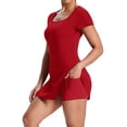 thumbnail image 4 of Ronuti Womens Athletic Dresses for Women Tennis Dresses Square Neck Built in Shorts Pockets Short Sleeve Golf Workout Active Dress, 4 of 10