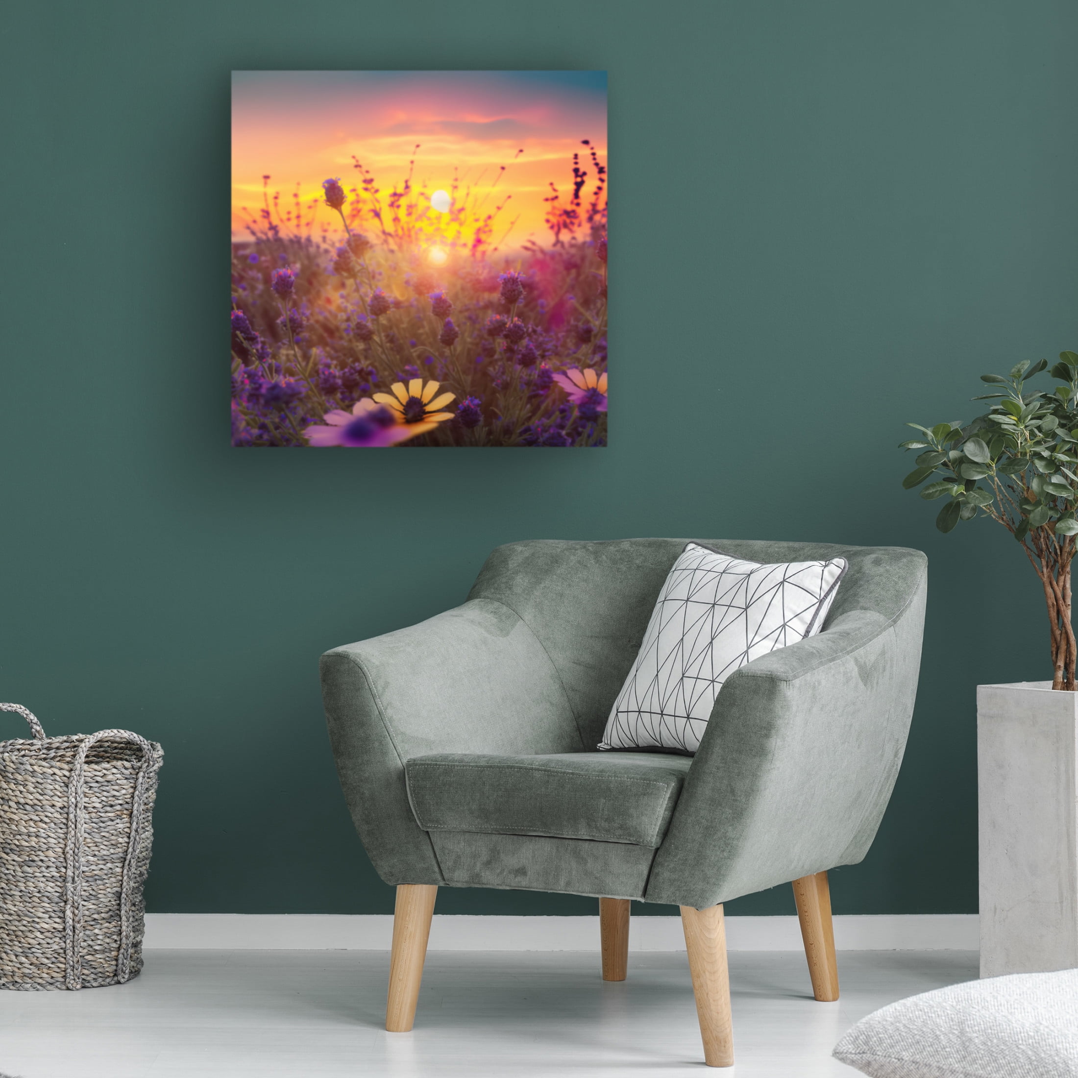 Canvas Wall Art - Ray Heere 'Flowering Fields 5' Wall Art for Living Room, Bedroom, or Office Décor by Trademark Fine Art - 14 x 14 Inches