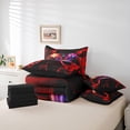 thumbnail image 5 of Erosebridal 7Pcs Gamer Comforter Set Queen For Boys,Gaming Bedding Comforter Set,Video Games Controller Gamepad Bed In A Bag Neon Glowing Square Geometric Grid Red Bed Sets With Comforter And Sheets, 5 of 5