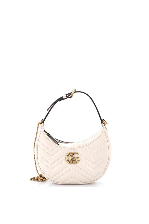 Pre-Owned GG Marmont Half Moon Hobo Matelasse Leather Mini By Rebag