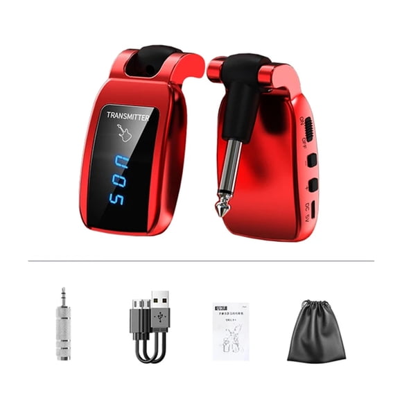 Guitar Wireless System Rechargeable Wireless Guitar Transmitter Receiver Set Electric Guitar Bass Pick Up of Guitar Accessaries red UHF