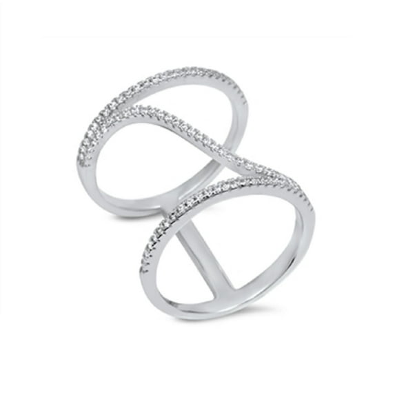 Bouble Ring Cubic Zirconia Designer Ring Sterling Silver 925
