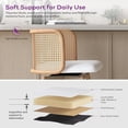 thumbnail image 4 of LAZZO Swivel Bar Stools Set of 2, 26” Counter Height Mid-Century Modern Stools with Natural Rattan Woven Back & Faux Leather Seat, White, 4 of 8