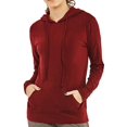 thumbnail image 2 of Sofra Womens Zip Up Hoodie Soft Cotton Jacket Sportswear, Burgundy Hoodie, Size: Large, 2 of 4