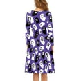 thumbnail image 3 of FKELYI Halloween Ghost Women Dress Size 2XL Lightweight Swing Party Dress Knee Length Party Cartoon Print A Line Skater Casual Twirly Dress, 3 of 4