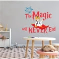thumbnail image 2 of THE MAGIC - Removable Multicolored Aladdin Themed Cartoon Character Decoration Flying Magic Carpet Design Vinyl Kids Room Wall Decal - The Magic Will Never End Quotes Wall Décor Sticker 40" x 32", 2 of 3