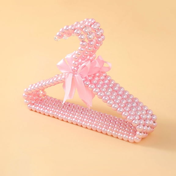 LABSERRON Pink Plastic Pet Clothes Hangers with Support Bar for Small Garments 6Pcs