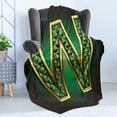 thumbnail image 4 of Modern Soft Flannel Fleece Throw Blanket, Golden Yellow with Emerald Color Letter Super Hero Graphic Design, Cozy Plush for Indoor and Outdoor Use, 60" x 80", Jade Green, by Ambesonne, 4 of 5