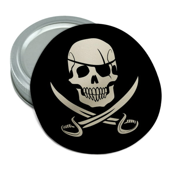 Pirate Skull Crossed Swords Jolly Roger Round Rubber Non-Slip Jar Gripper Lid Opener