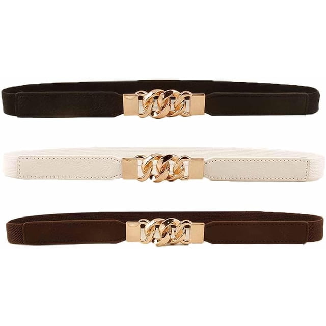 GeorgeX 3 Piezas Cinturón de Mujer, Cinturones Ajustables sin Hebilla para Mujer Cinturón Elastico Mujer para Vestidos y Jeans