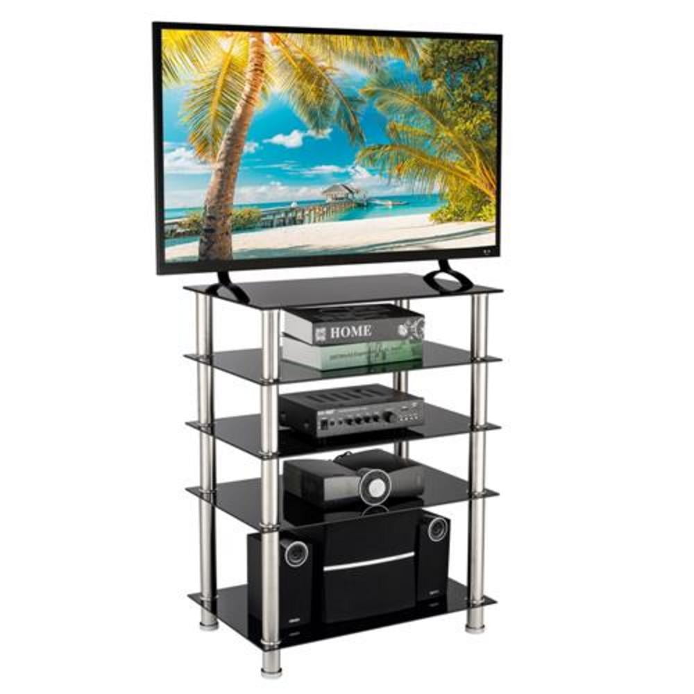 LEADZM 24"x16" TV Stand for 60 inch TV, 5Tier Tempered Glass TV