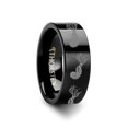 thumbnail image 1 of Dinosaur Ammonite Ring Prehistoric Paleo Engraved Flat Black Tungsten Ring - 4mm - 12mm, 1 of 1