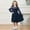 Navy, variant on Kids Girls Christmas Dresses Crew Neck A-Line Long Sleeve Winter Dress Girls Outfits 8-9 Years Girls Dresses