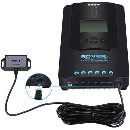 UPC: 0816360026761 | Renogy Advanced Rover Li 40 Amp 12V/24V DC Input MPPT Solar Charge Controller with Bluetooth and LCD screen and multiple LED indicators