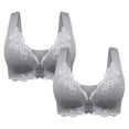 thumbnail image 1 of FAIWAD 2Pcs Women's Front Closure Lace Bra Plus Size Full Coverage Wireless Bralettes Comfy Breathable Everyday Underwear, 1 of 6
