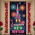 thumbnail image 1 of Colorful Space Rocket New Year Celebration Banner for Holiday Party Festive Event Indoor Decoration, 1 of 5