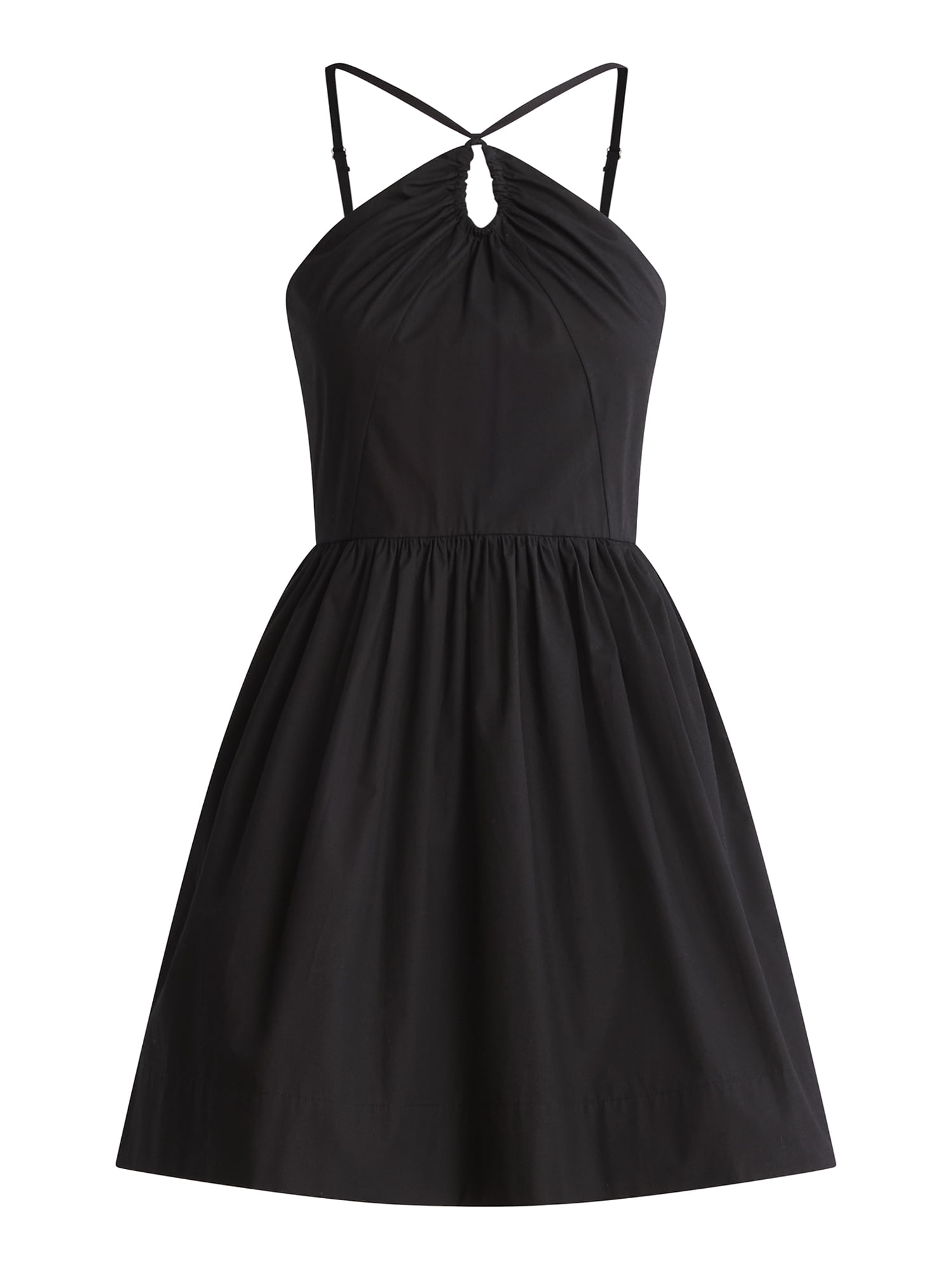 Free Assembly Women's Sleeveless Halter Fit and Flare Cotton Mini Dress, XS-XXL