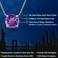 thumbnail image 2 of Gem Stone King 14K Yellow Gold Purple Amethyst Pendant Necklace for Women | 3.35 Cttw | Gemstone February Birthstone | Round 10MM | With 18 inch Chain, 2 of 6