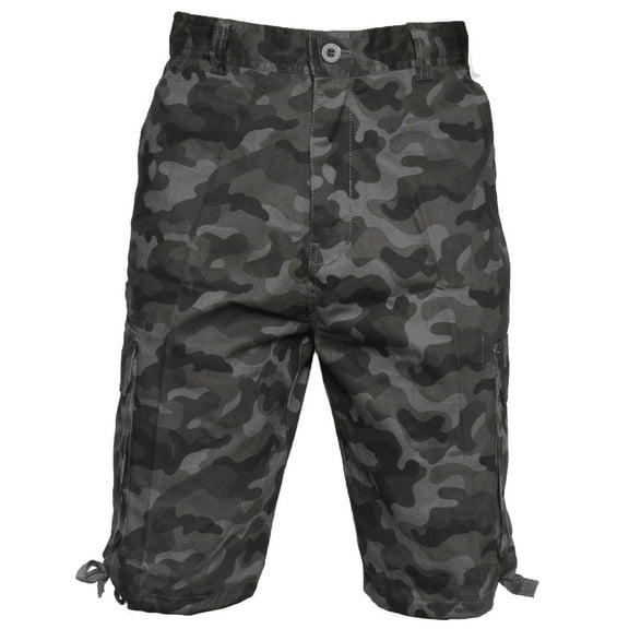 Men's Cargo Camo Shorts Cotton Pocket Relaxed Fit Original Deluxe Grey 30
