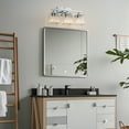 thumbnail image 3 of Deyidn 16.9" Modern Chrome Vanity Light, 3-Light Dimmable Bathroom Light Fixture with Square Crystal Shades, for Mirror Lighting, Bathroom Wall Sconce, 3 of 9