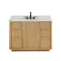 Altair-14 48" Single Bathroom Vanity in Washed Light Brown with Grain White