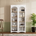 thumbnail image 3 of Harper & Bright Designs Free Standing 5 Tier Bookshelves, Bookcases Set of 2, Farmhouse Two-Tone Storage Cabinet with Adjustable Shelves, Modern Kitchen Pantry Cabinet for Living Room Office, White, 3 of 12