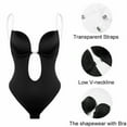 thumbnail image 3 of Shapewear Plunge Bras Lingerie Thongs U Plunge Backless Underwear Backless Dress Full Body Shaper Invisible Push Up Bra BLACK L, 3 of 7