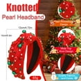 thumbnail image 2 of Christmas Headband for Women Pearl Knotted Headband Xmas Red Green Pearl Rhinestone Crystal Jeweled Hairband Red, 2 of 7