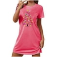thumbnail image 6 of Censtreet Christmas Nightgowns for Women Short Sleeve Sleepshirt Button Down Nightshirt Soft Pajamas Dress Casual Sleepwear, 6 of 6