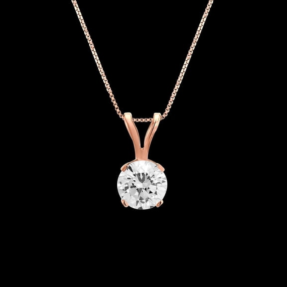 3MM 2CT Round Cut Natural Moissanite Women's Pendant Chain 14K Rose Gold Plated 18"