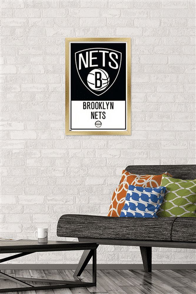 NBA Brooklyn Nets - Logo 21 Wall Poster, 14.725" x 22.375", Framed