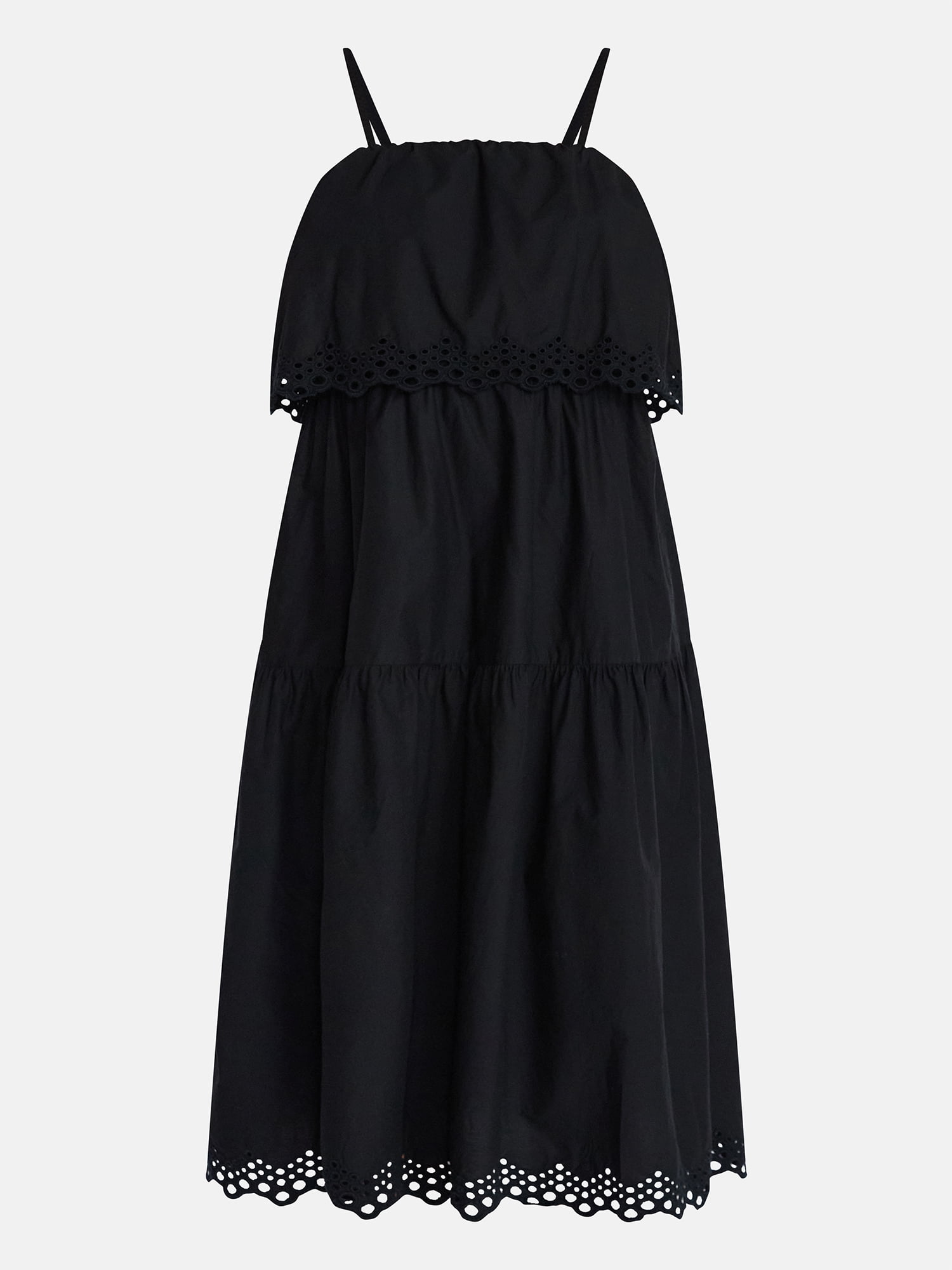 Time and Tru Women's and Women's Plus Sleeveless Cotton Midi Dress with Eyelet Trim, Sizes XS-4X