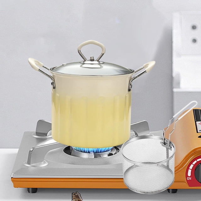 Olla freidora con mango, herramientas de cocina de 3L, olla para freír Tempura japonesa, multiusos para cocina casera, fiesta, freír pollo BLESIY Freidora
