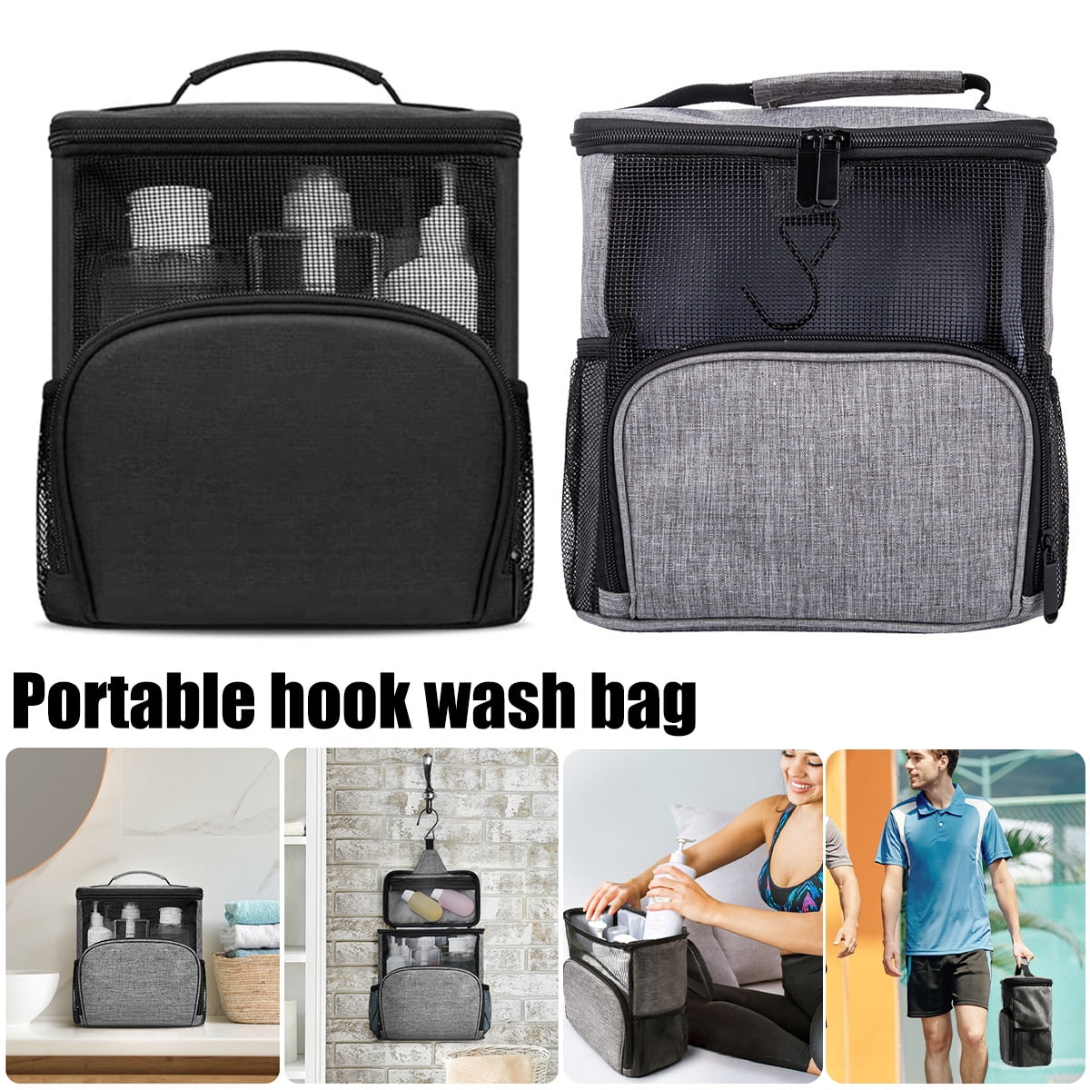Retrok Mesh Shower Caddy Bag Portable Hanging Shower Tote Bags with ...