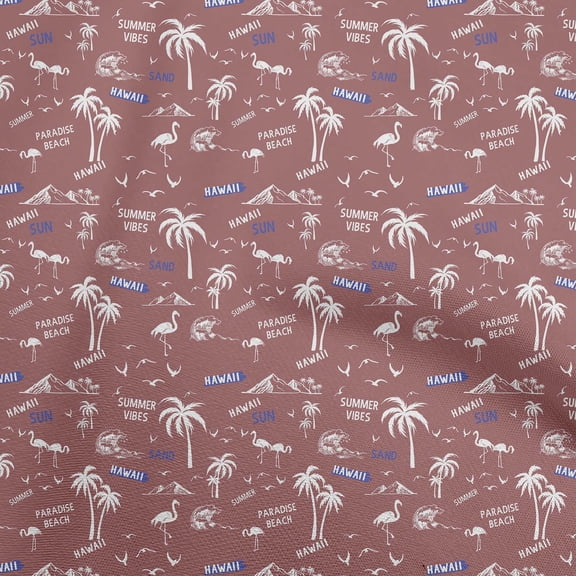 oneOone Polyester Spandex Brown Fabric Beach Hawaii Conversational Dress Material Fabric Print Fabric By The Yard 56 Inch Wide