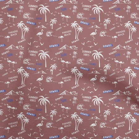 oneOone Cotton Cambric Brown Fabric Beach Hawaii Conversational Craft Projects Decor Fabric Printed By The Yard 56 Inch Wide